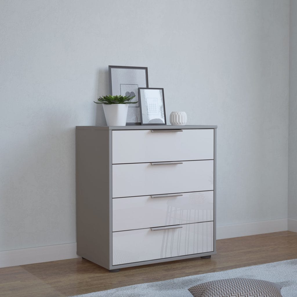 Cómoda Bremen 60cm cristal blanco armazón Decor gris piedra