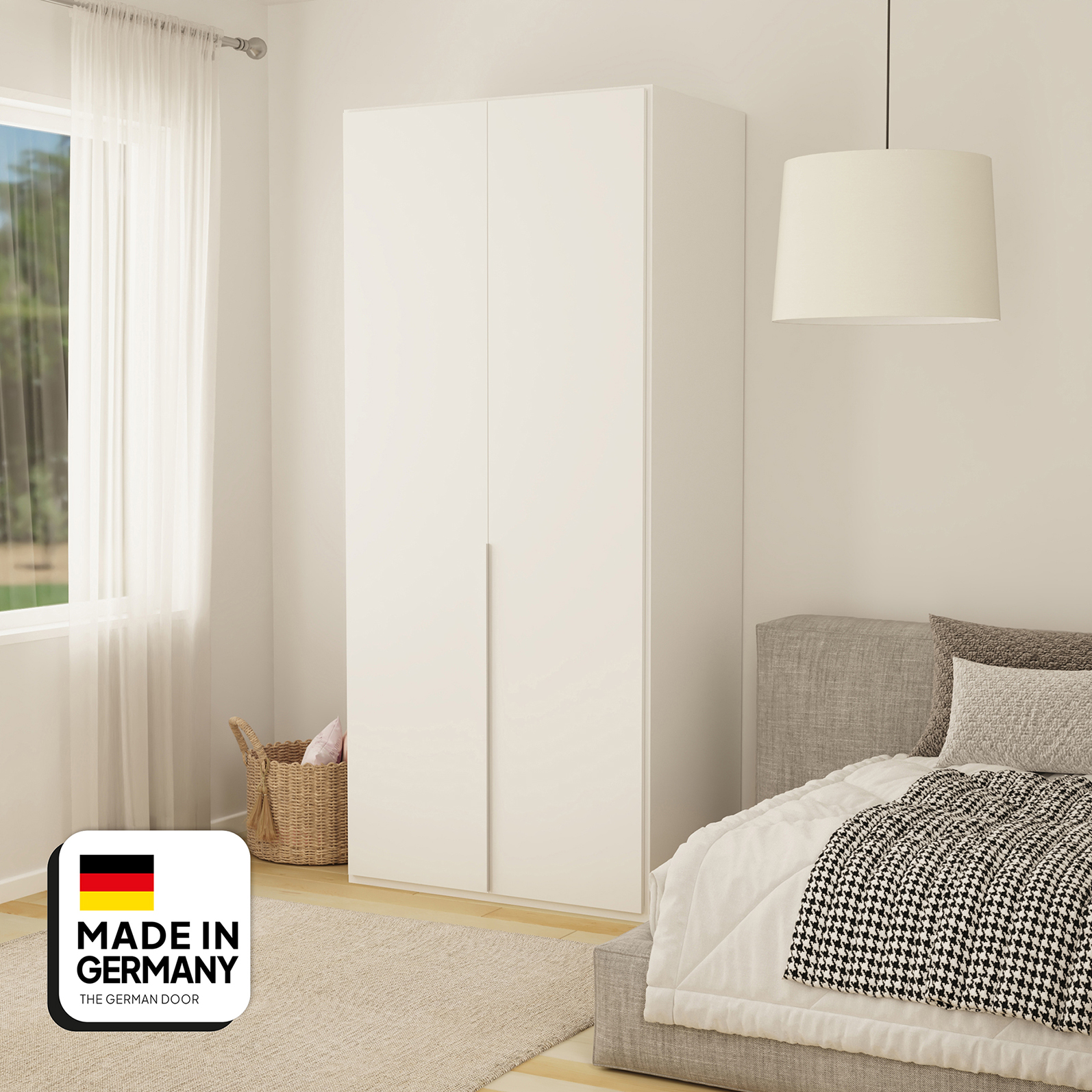 Armario 90cm blanco tirador aluminio - Mueble alemán Made in Germany TGD Home