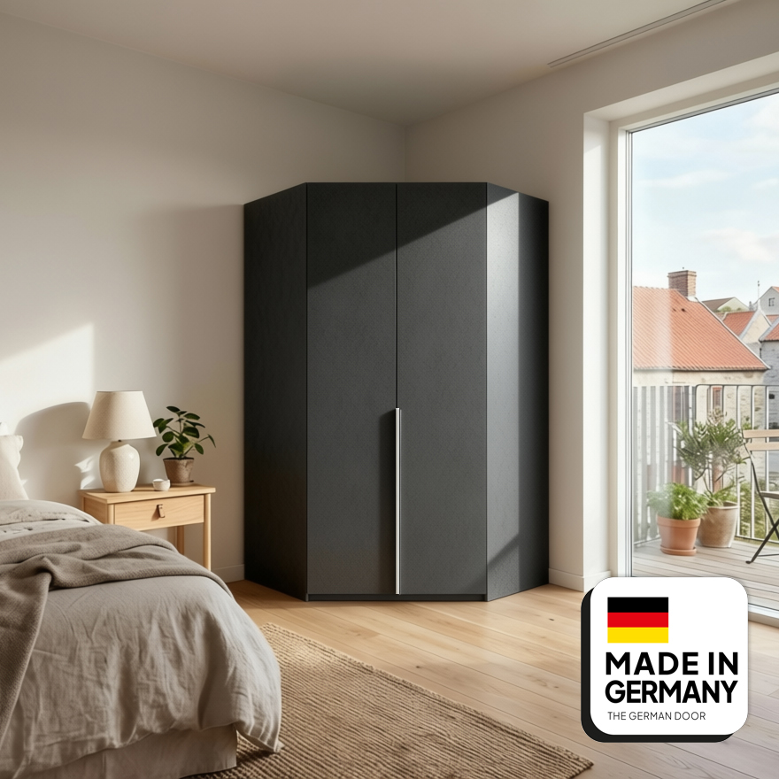 Espacio armario esquinero BORKEN grafito con tirador aluminio